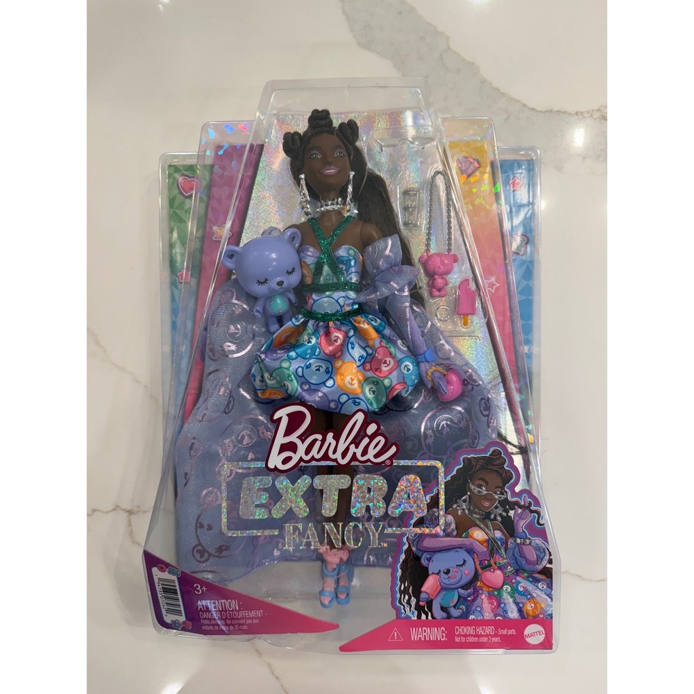Barbie Extra Fancy Doll Teddy Bear Print Gown HHN13 Mattel New NIB